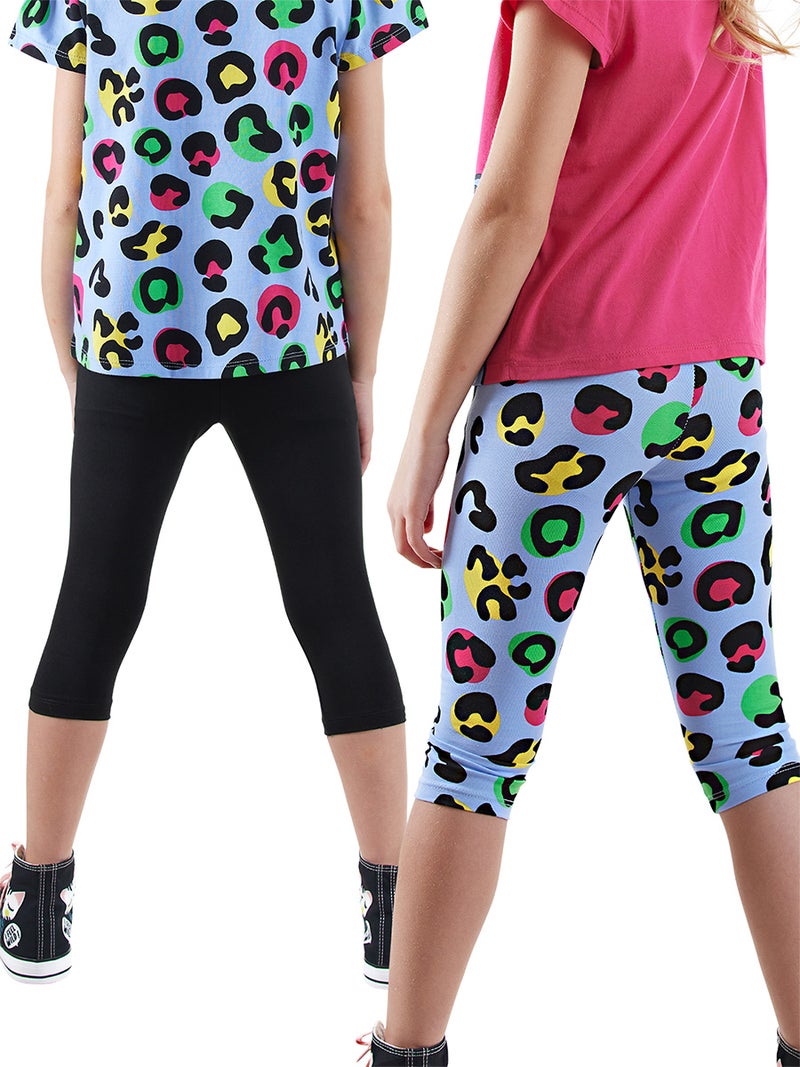 Denokids 2 Pack Girl Black&Leopard Leggings - Image 2